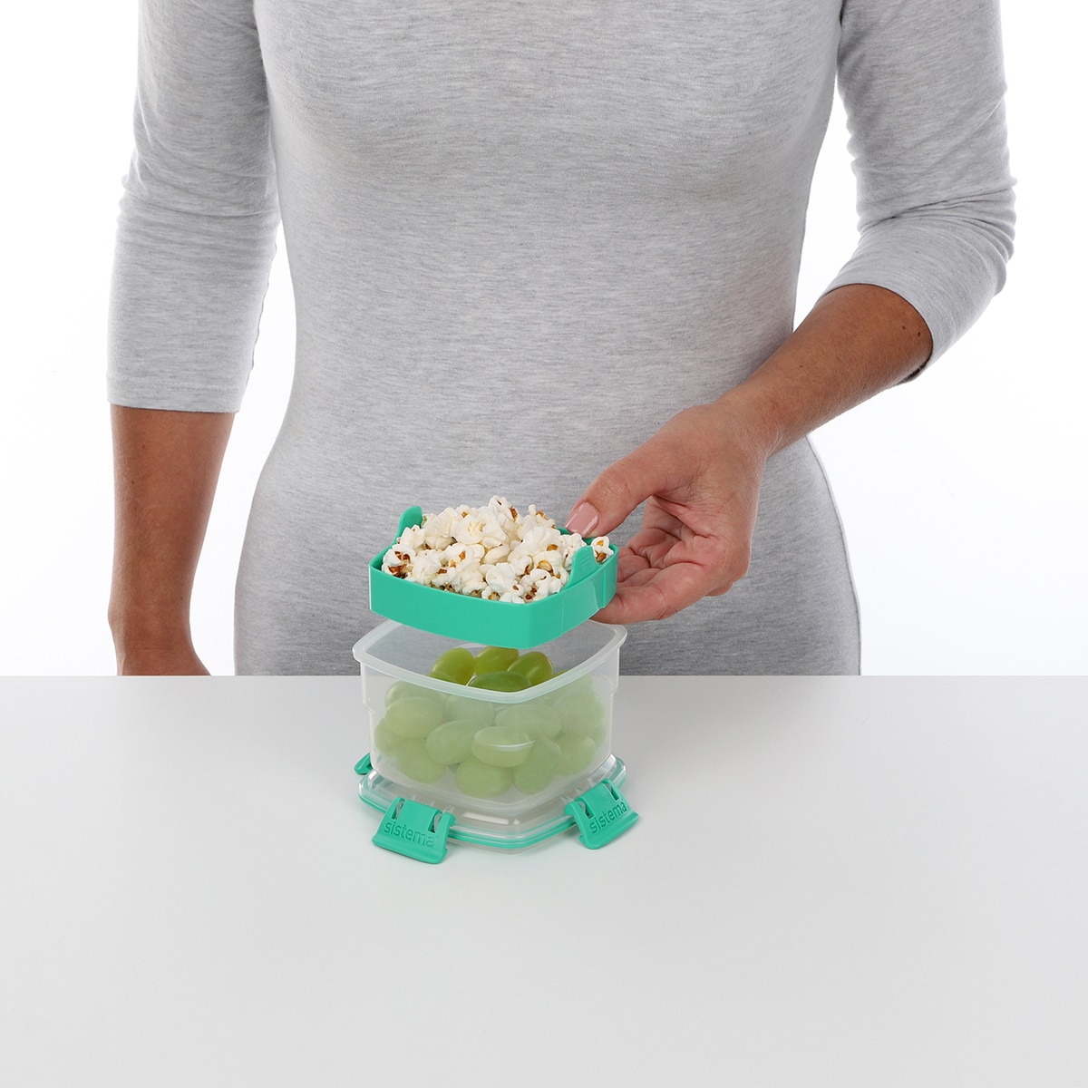 Recipiente Hermético Quadrado para Snacks To Go Verde-5