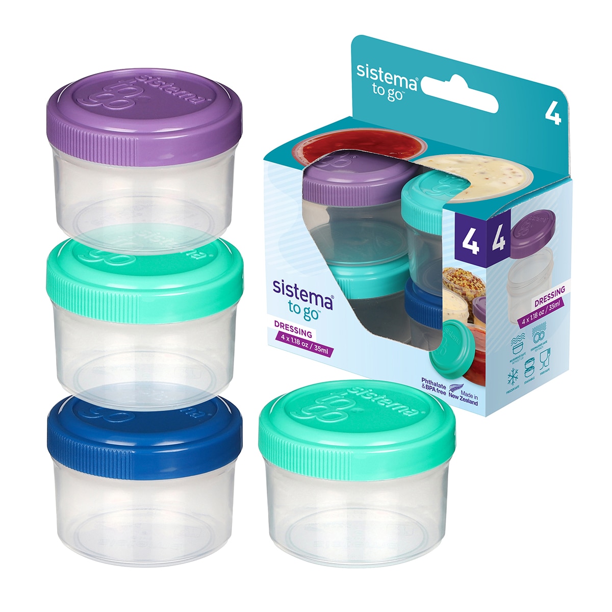 Conjunto de 4 Frascos Herméticos para Molhos To Go Multicolor-2