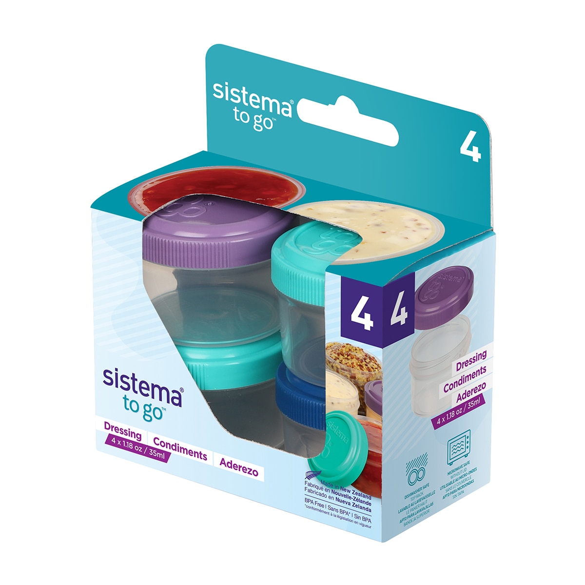 Conjunto de 4 Frascos Herméticos para Molhos To Go Multicolor-5