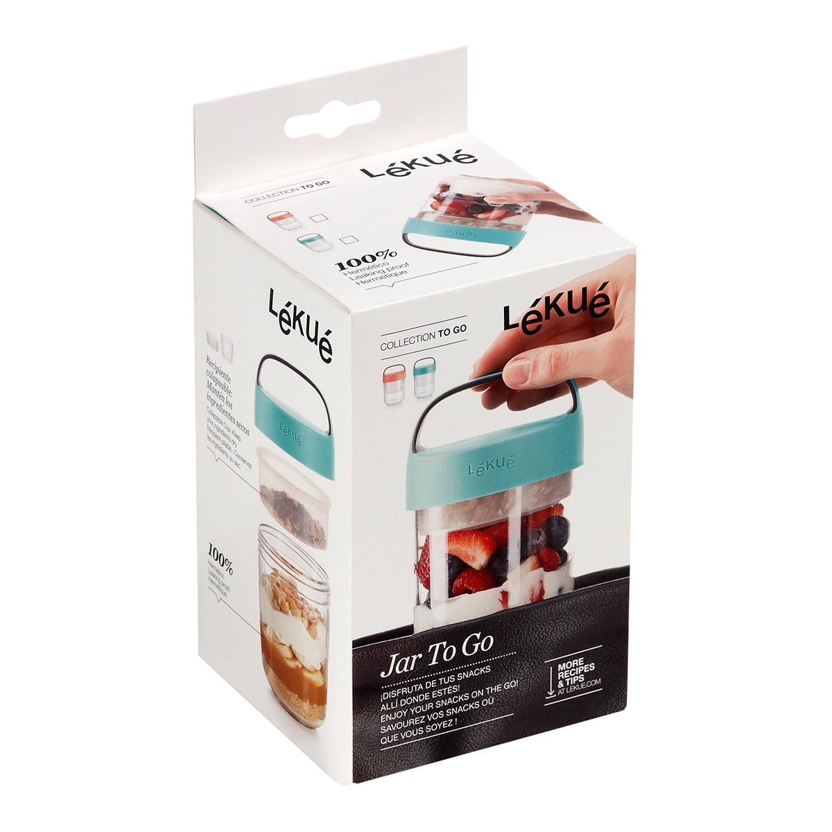 Recipiente de comida Jar To Go Lékué Turquesa-3