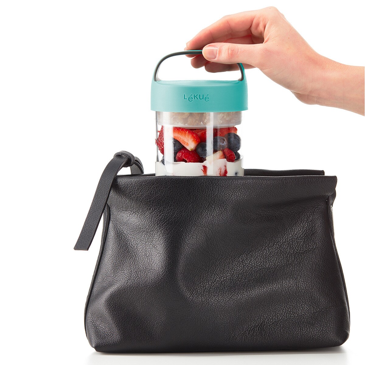 Recipiente de comida Jar To Go Lékué Turquesa-4