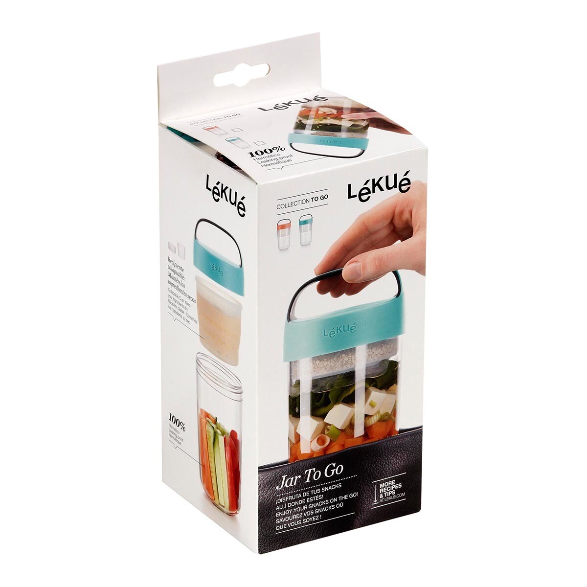 Recipiente de comida Jar To Go Lékué Turquesa-5