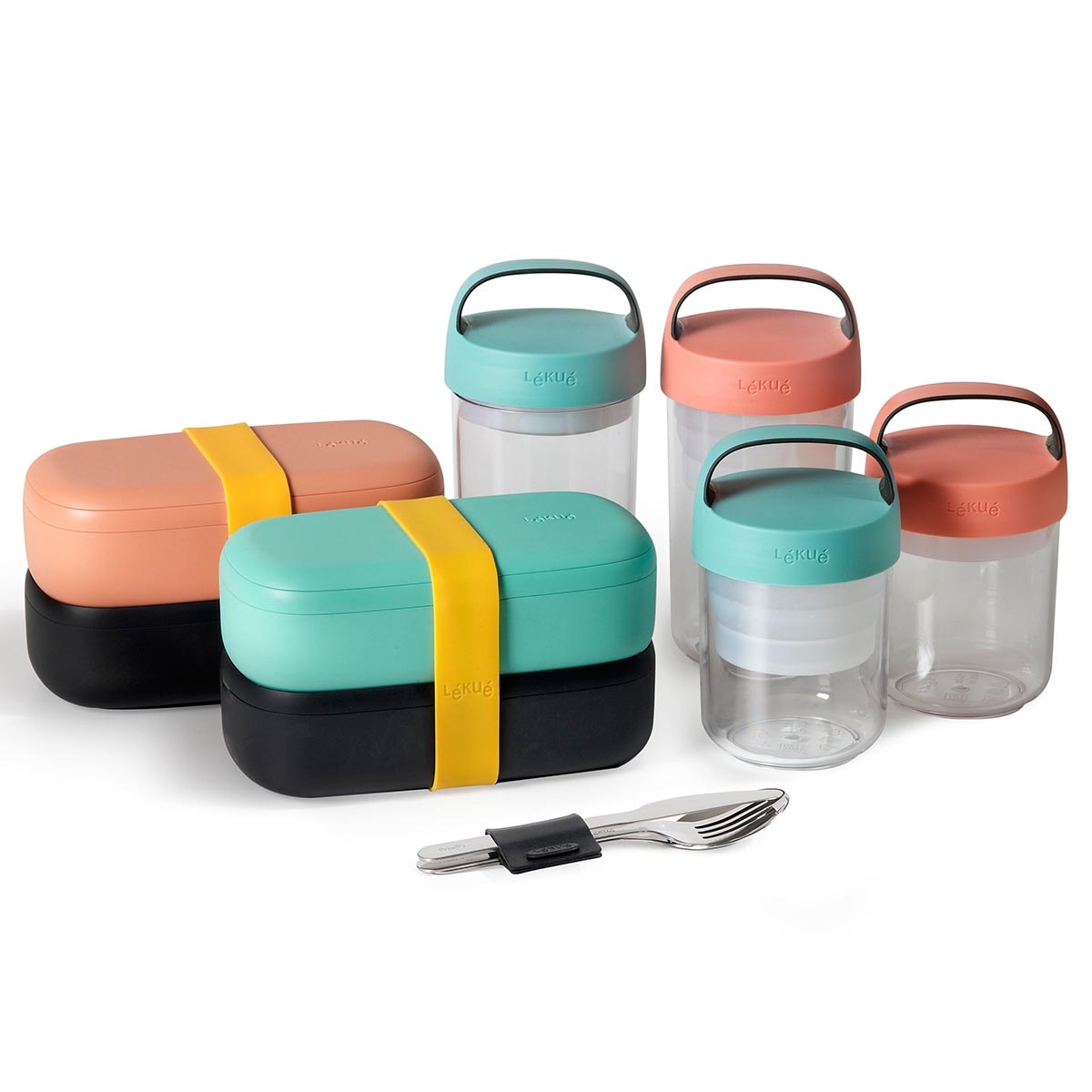 Conjunto de 3 talheres To Go Lékué Aço-7