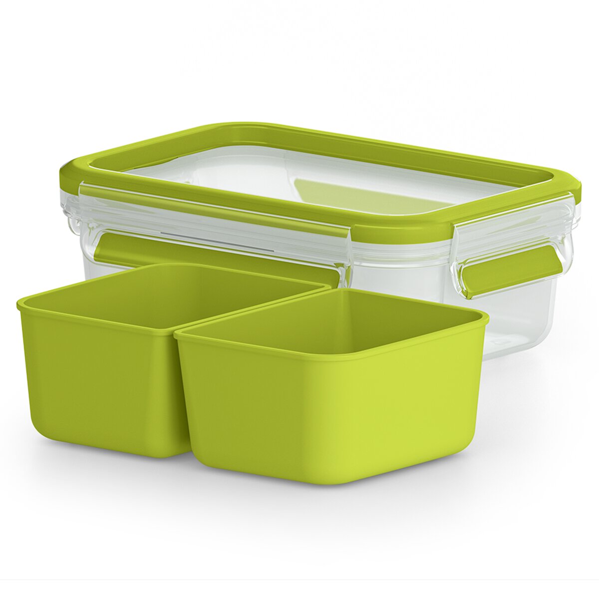 Recipiente hermético com compartimentos Clip&Go Emsa Verde-3