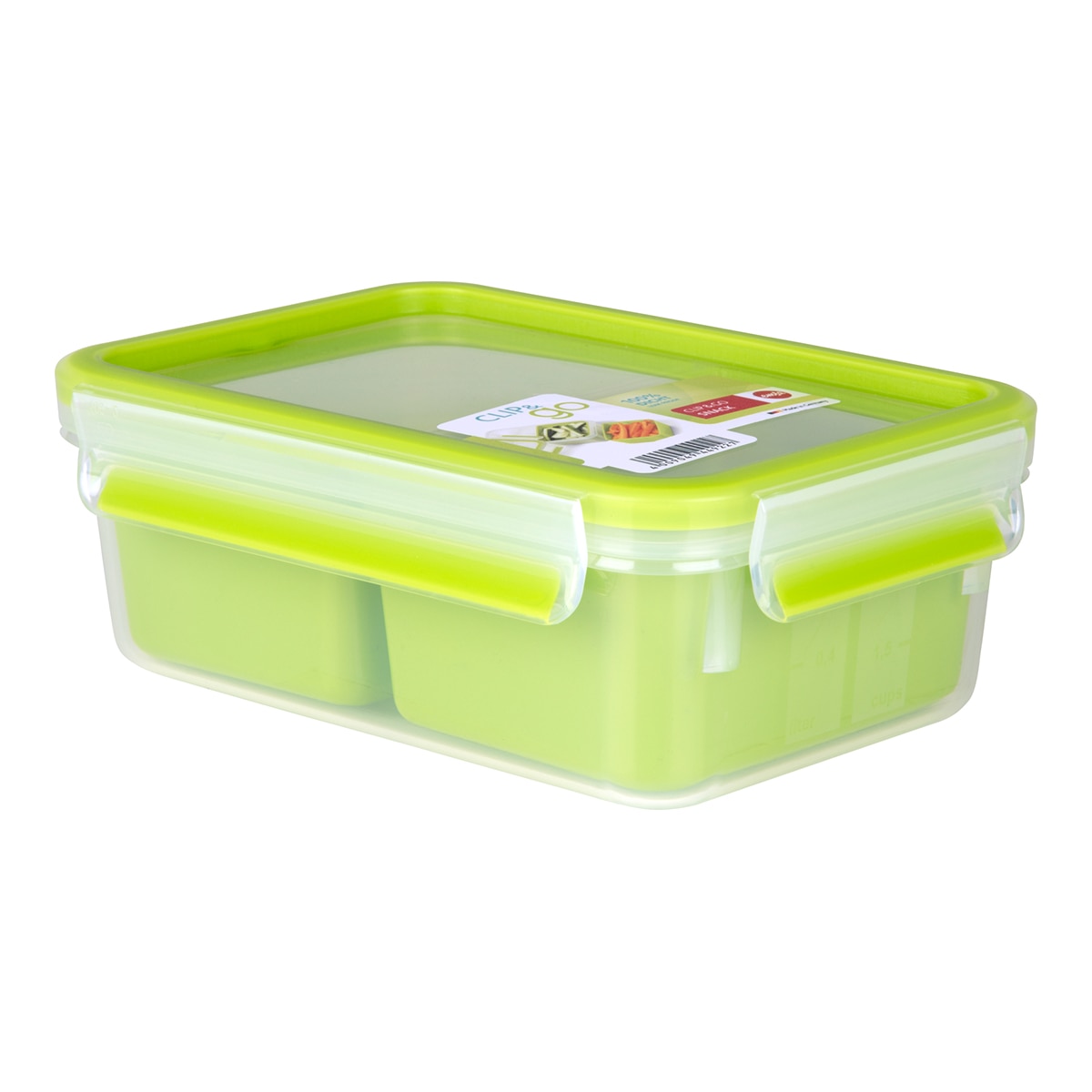 Recipiente hermético com compartimentos Clip&Go Emsa Verde-4
