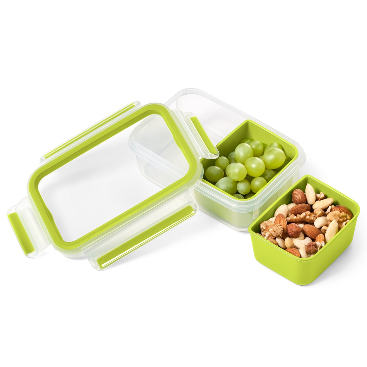 Recipiente hermético com compartimentos Clip&Go Emsa Verde-5