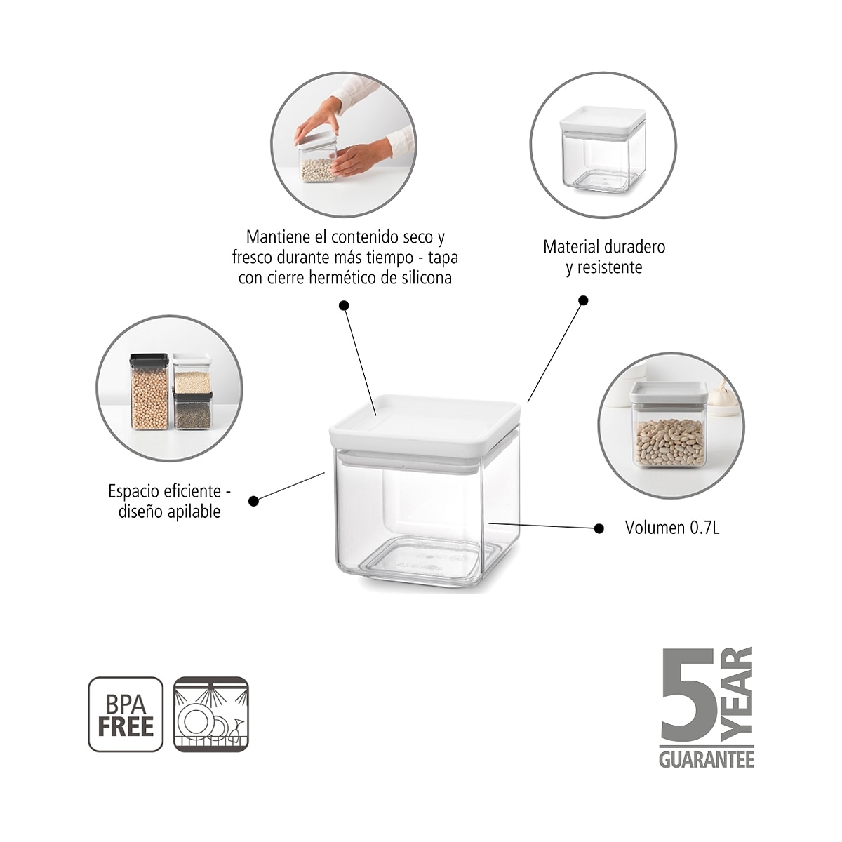 Frasco Empilhável Tasty+Brabantia Cinzento-claro-8