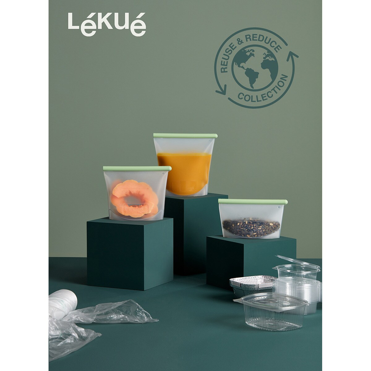 Bolsa reutilizável de silicone Reduce & Reuse Transparente-11