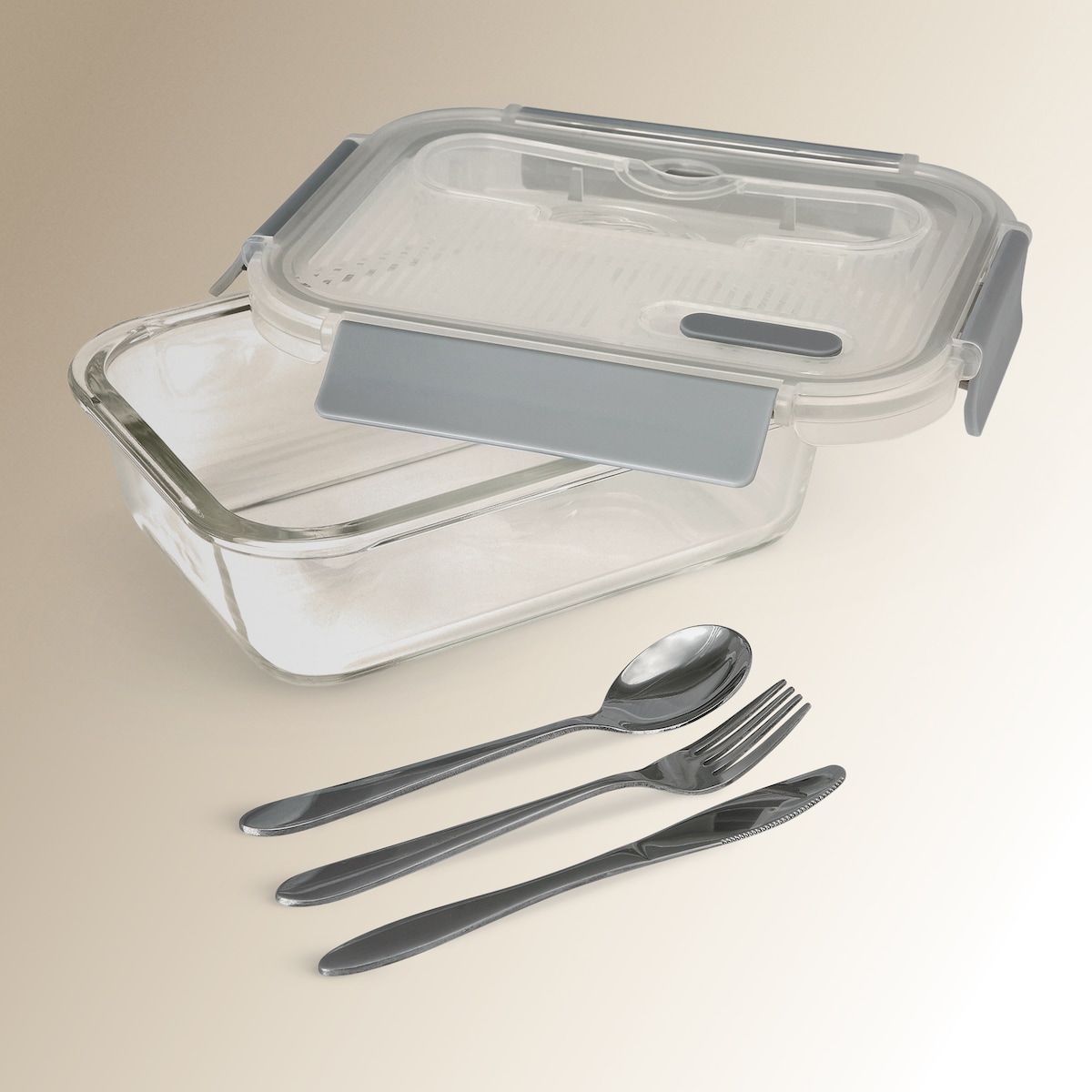 Hermético con cubiertos Daily A Day In The Life El Corte Inglés Cristal-2