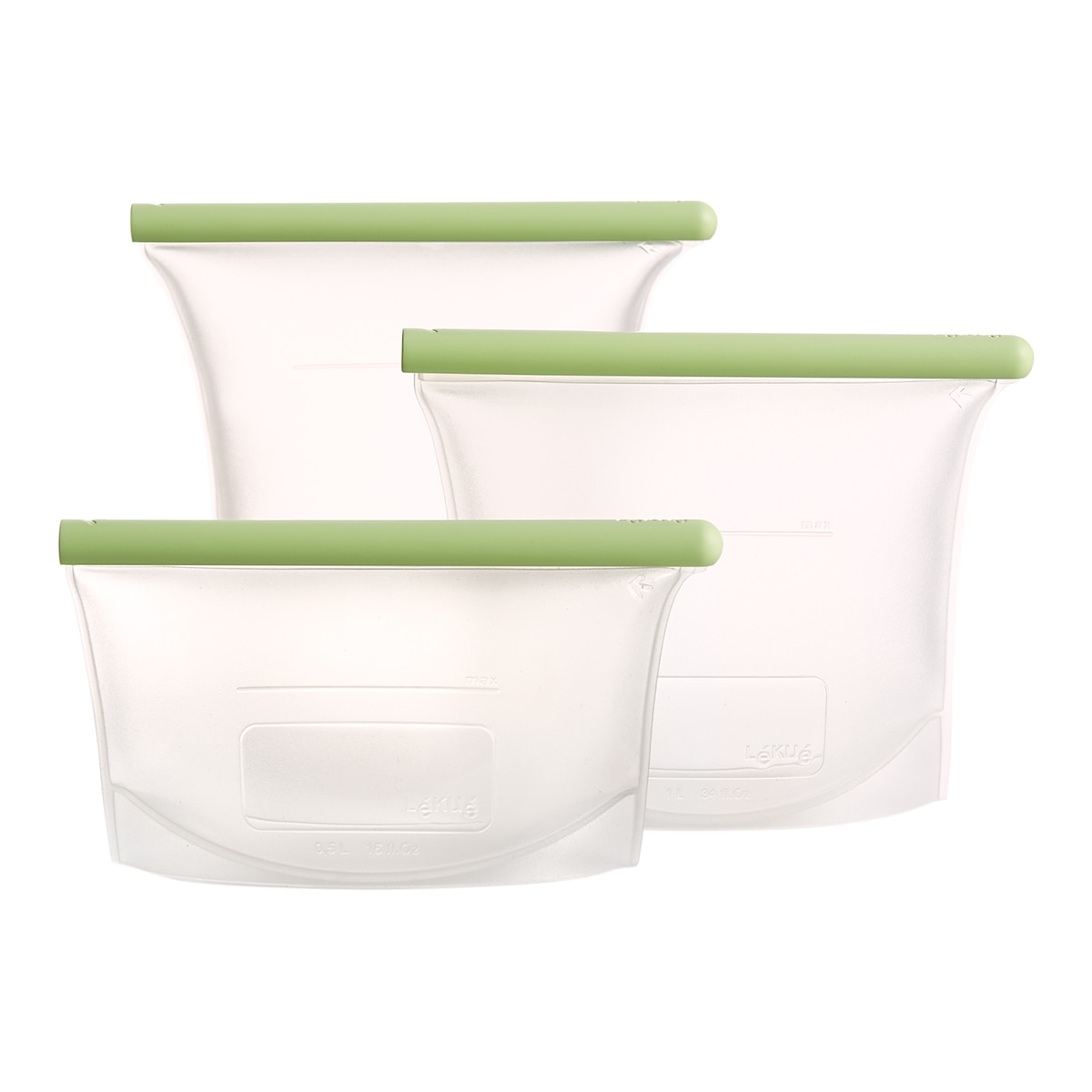 Imagem 0 de Conjunto de 3 sacos reutilizáveis de silicone Reduce & Reuse