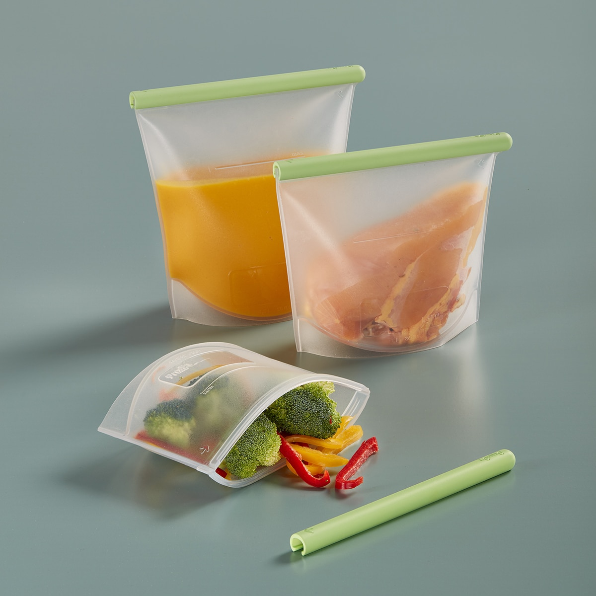 Conjunto de 3 sacos reutilizáveis de silicone Reduce & Reuse Transparente-2
