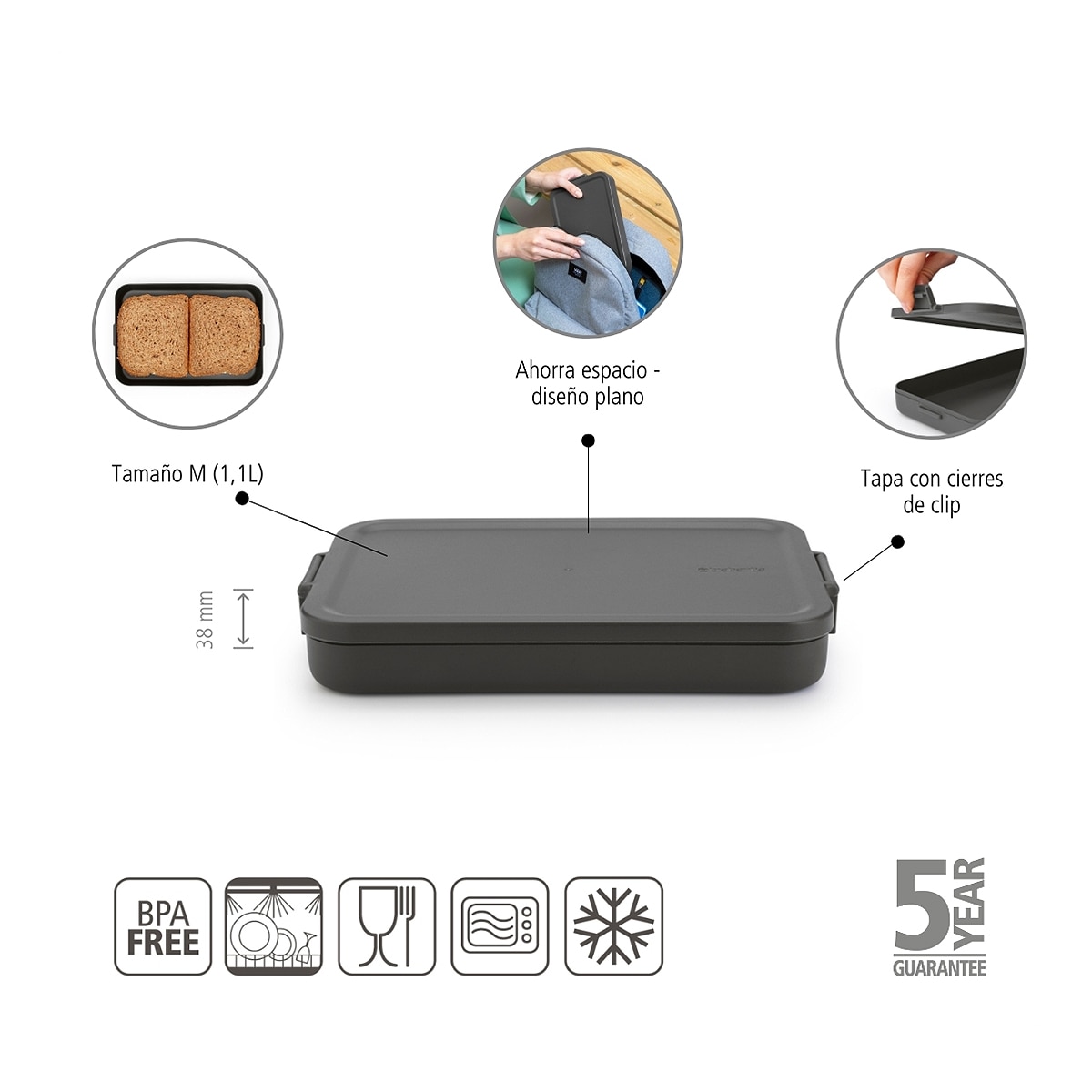 Imagen 4 de Hermético plano Make & Take Brabantia - Gris oscuro Gris oscuro