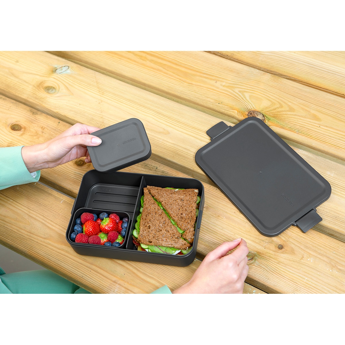 Hermético Bento con 2 compartimentos Make & Take Brabantia - Gris oscuro Gris oscuro-6