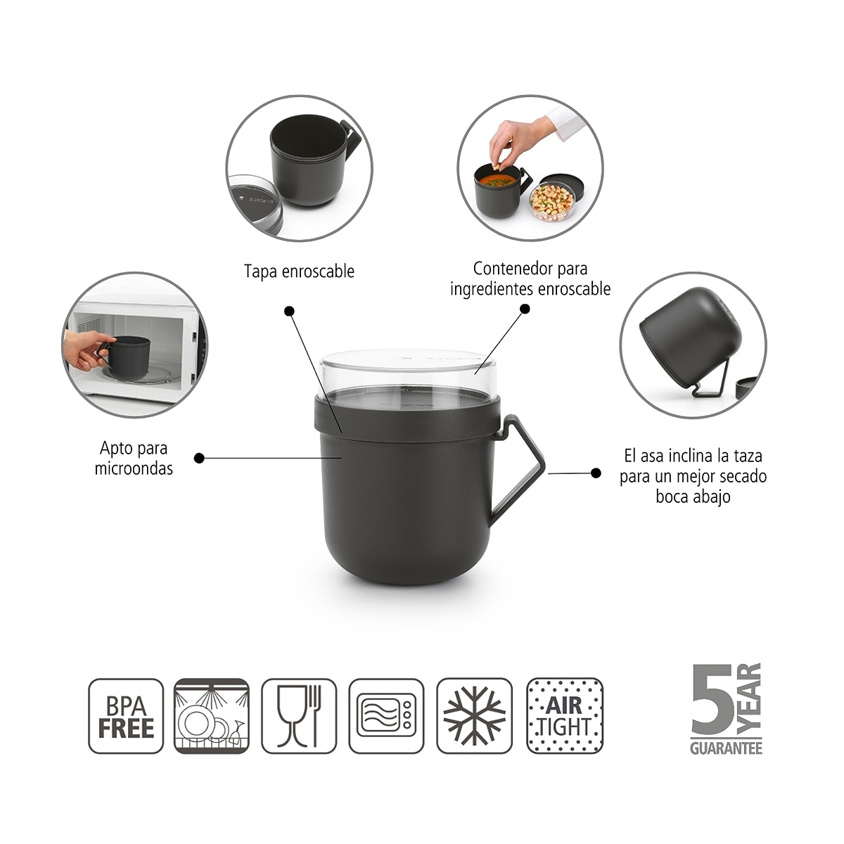 Taza para sopa Make & Take Brabantia - Gris marengo Gris marengo-4