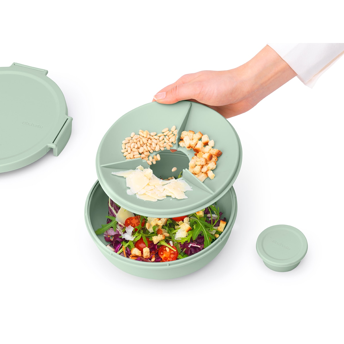 Hermético Redondo para Saladas Make & Take - 1,3 L Verde-menta-5