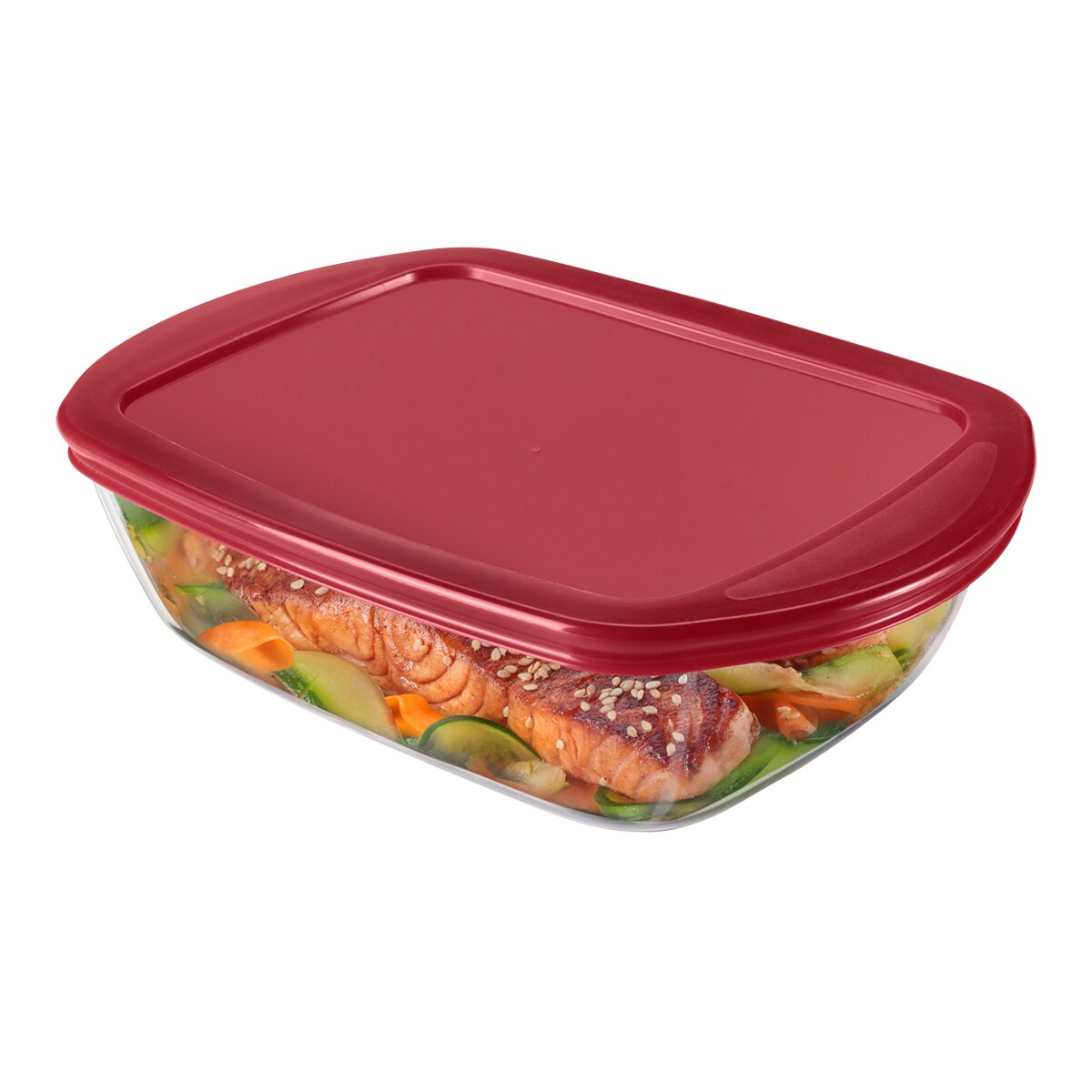 Conjunto de 3 Travessas de Vidro com Tampa Cook&Store Transparente-2