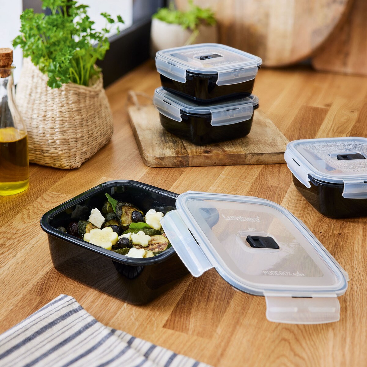 Hermético cuadrado Pure Box Luminarc Negro-2