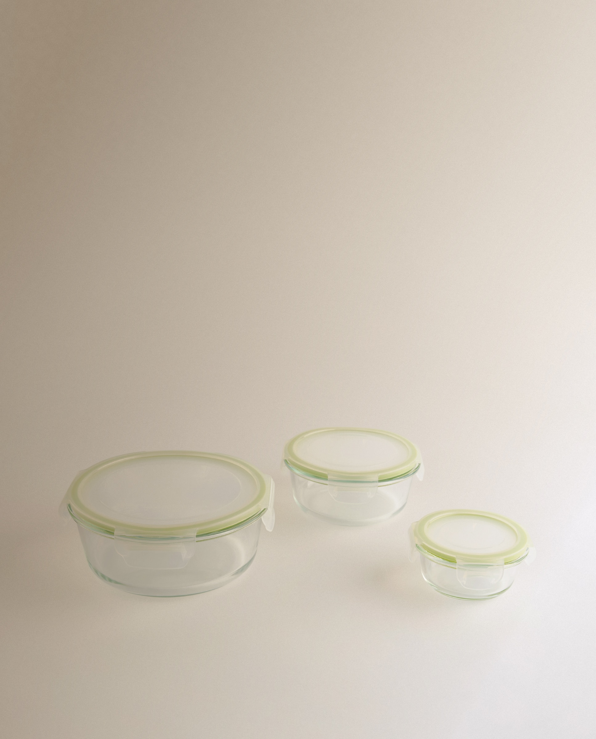 Conjunto de 3 recipientes herméticos redondos de vidro borossilicato Transparente-1