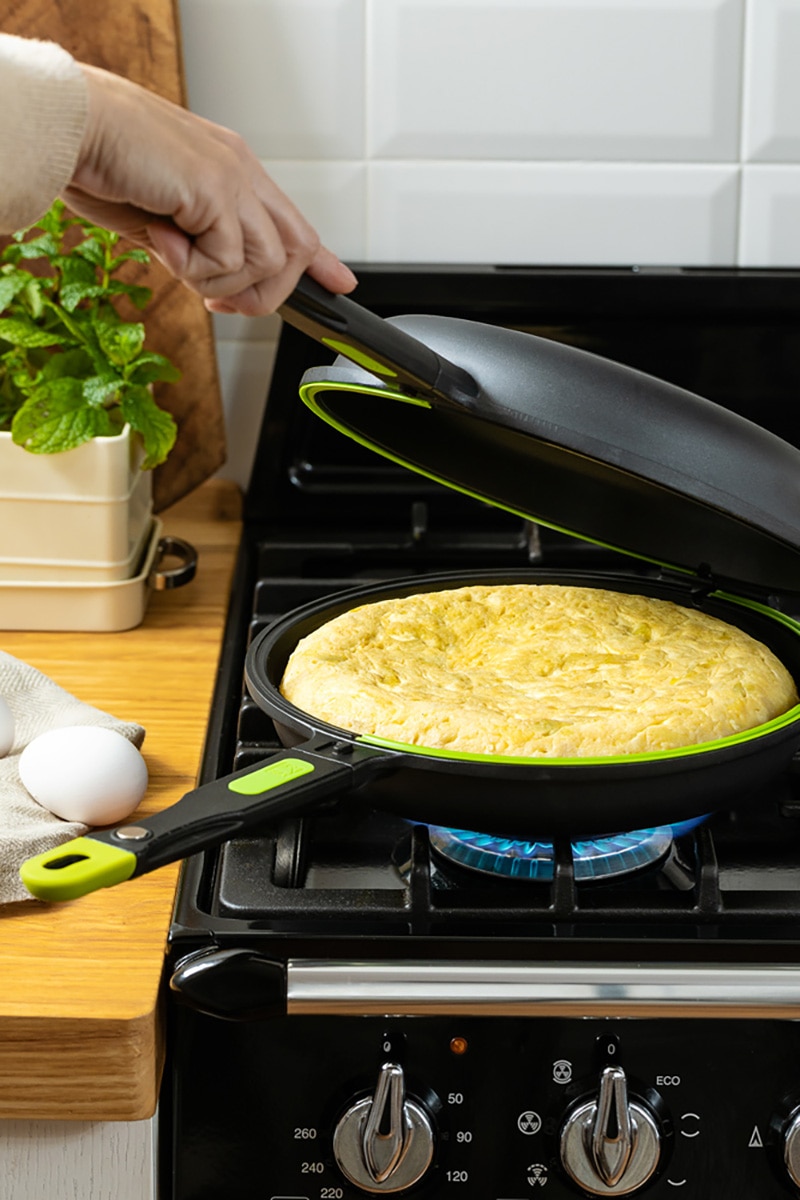 Frigideira para omeletes de alumínio fundido duplo Preto-7