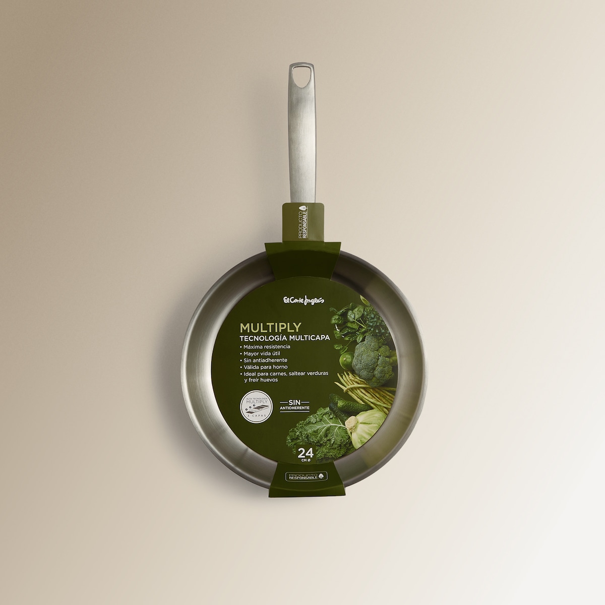 Sartén sin antiadherente Multiply El Corte Inglés Acero-6