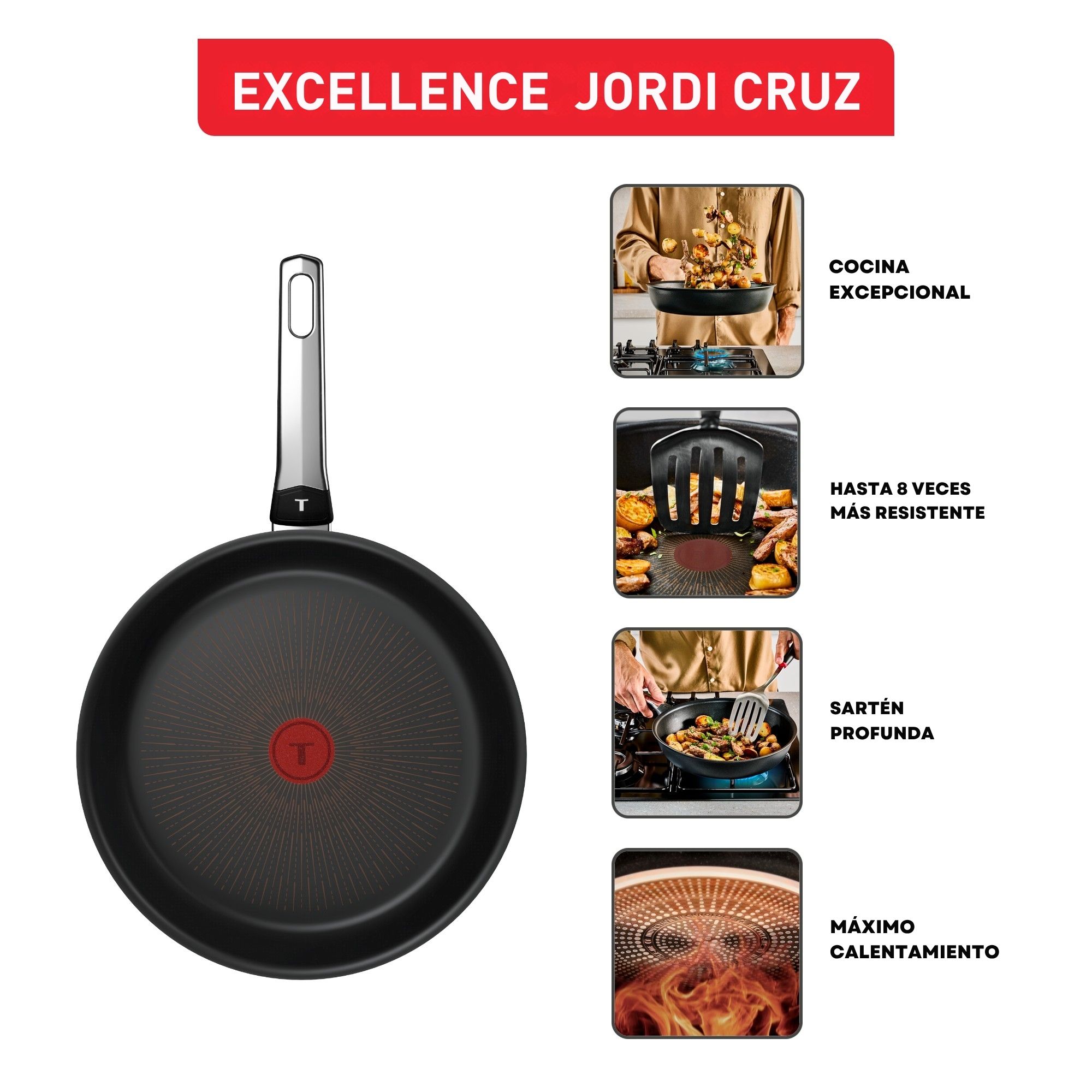 Sartén de aluminio Excellence Jordi Cruz Tefal Negro-2