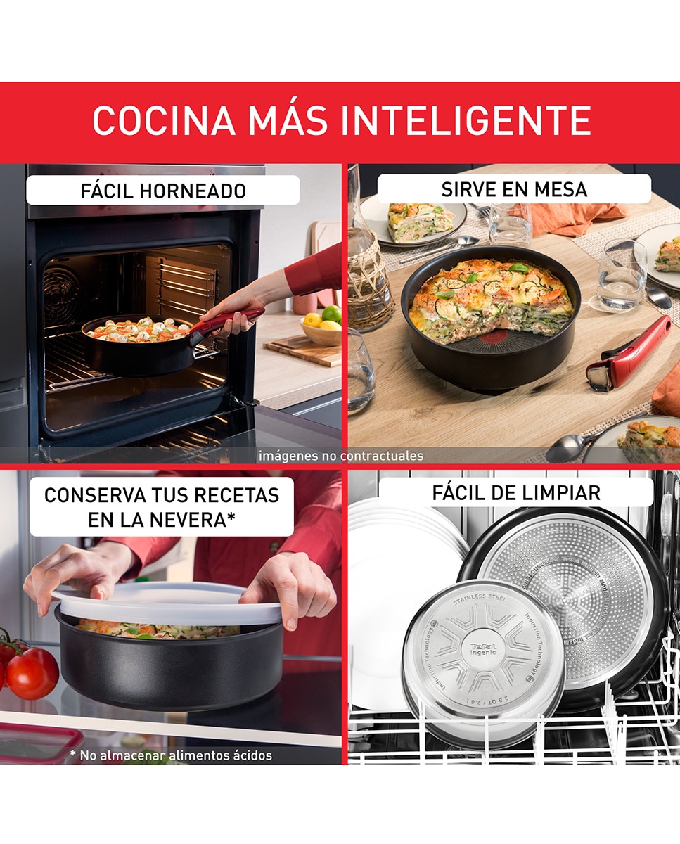 Sartén Tefal Ingenio Halo 22 cm. Cuerpo de aluminio 100% reciclado, fabricada en Francia Negro-6