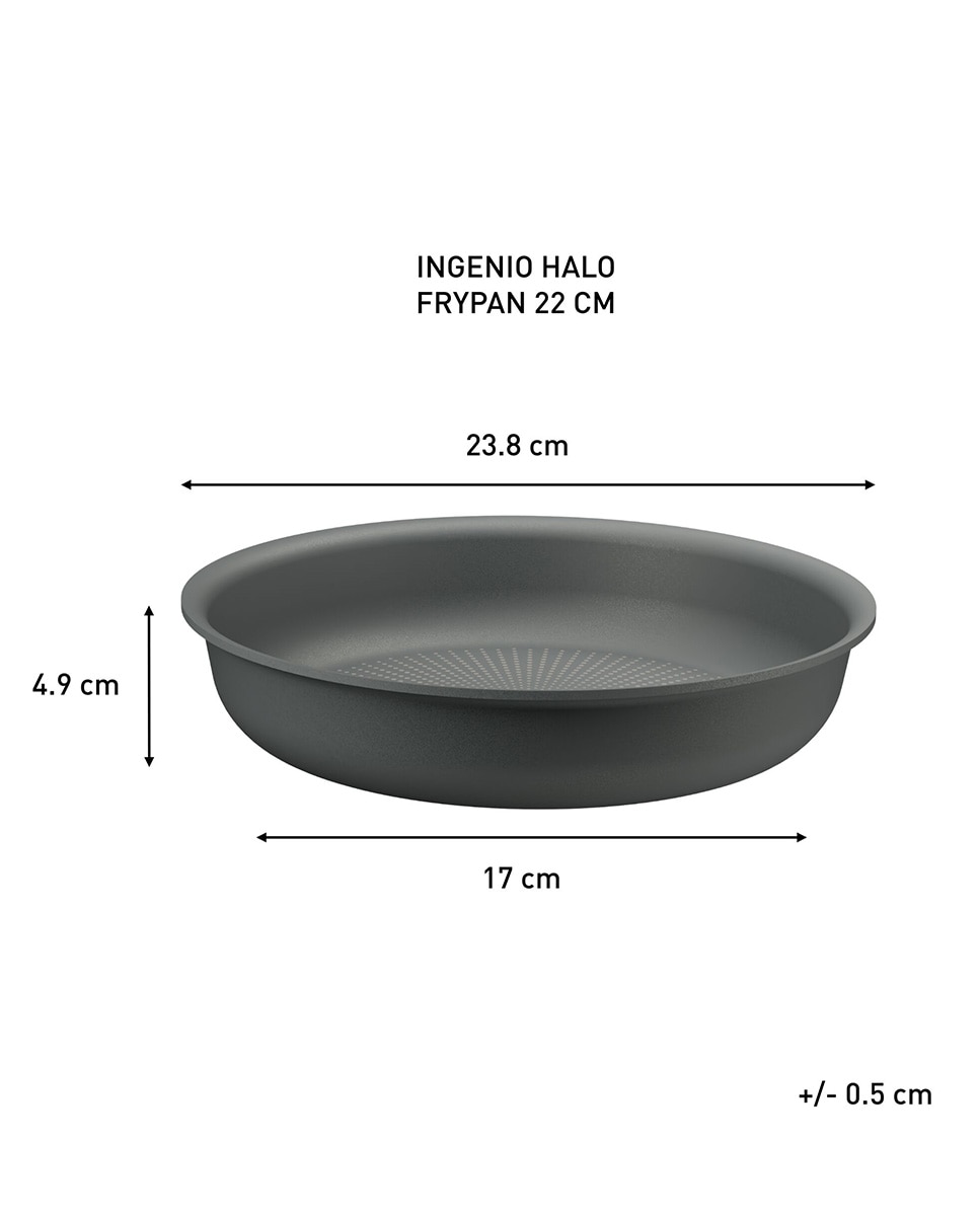 Sartén Tefal Ingenio Halo 22 cm. Cuerpo de aluminio 100% reciclado, fabricada en Francia Negro-8