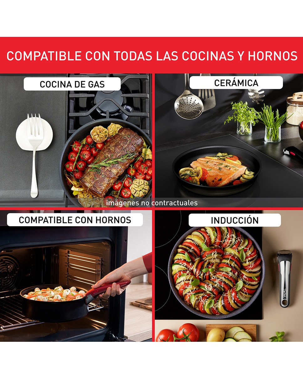 Sartén Tefal Ingenio Halo 24 cm. Cuerpo de aluminio 100% reciclado, fabricada en Francia Negro-5