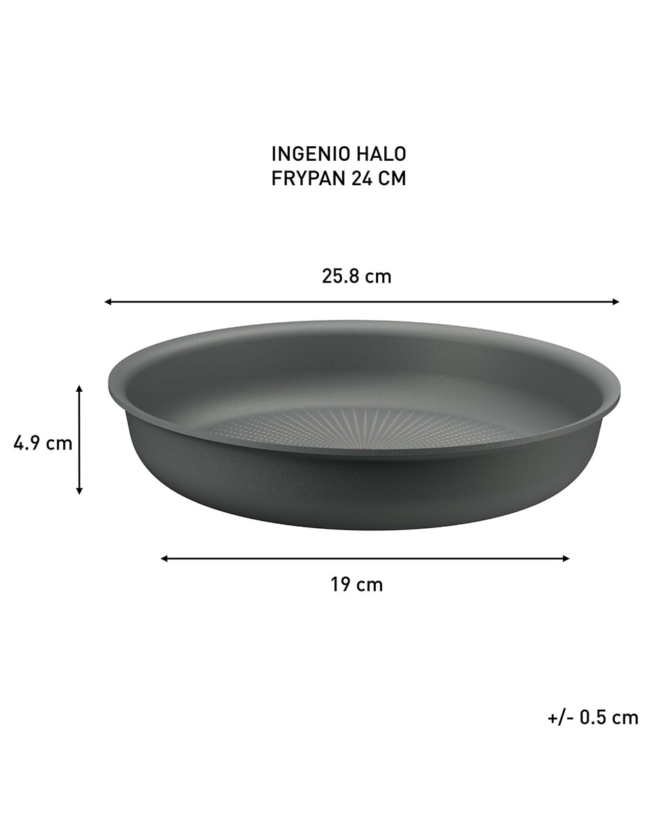 Sartén Tefal Ingenio Halo 24 cm. Cuerpo de aluminio 100% reciclado, fabricada en Francia Negro-8