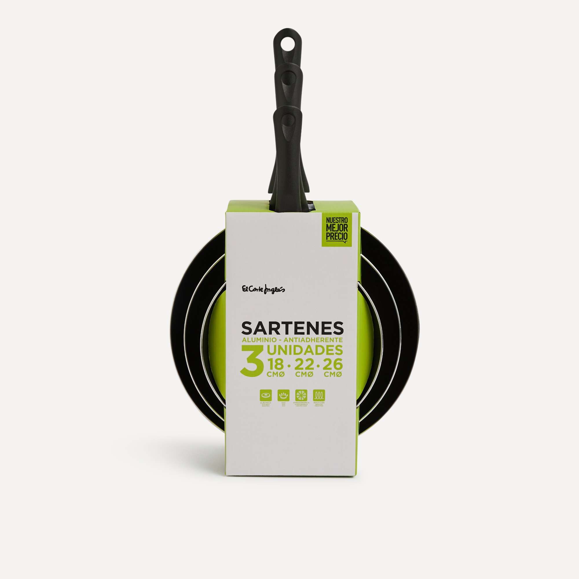 Juego de 3 sartenes de aluminio Nuestro Mejor Precio - El Corte Inglés Negro-5