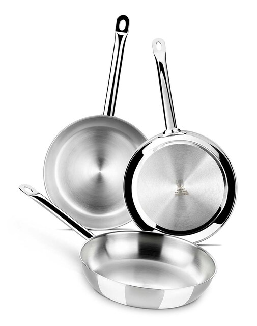 Set de 3 sartenes de acero inoxidable sin antiadherente Profesional Bra