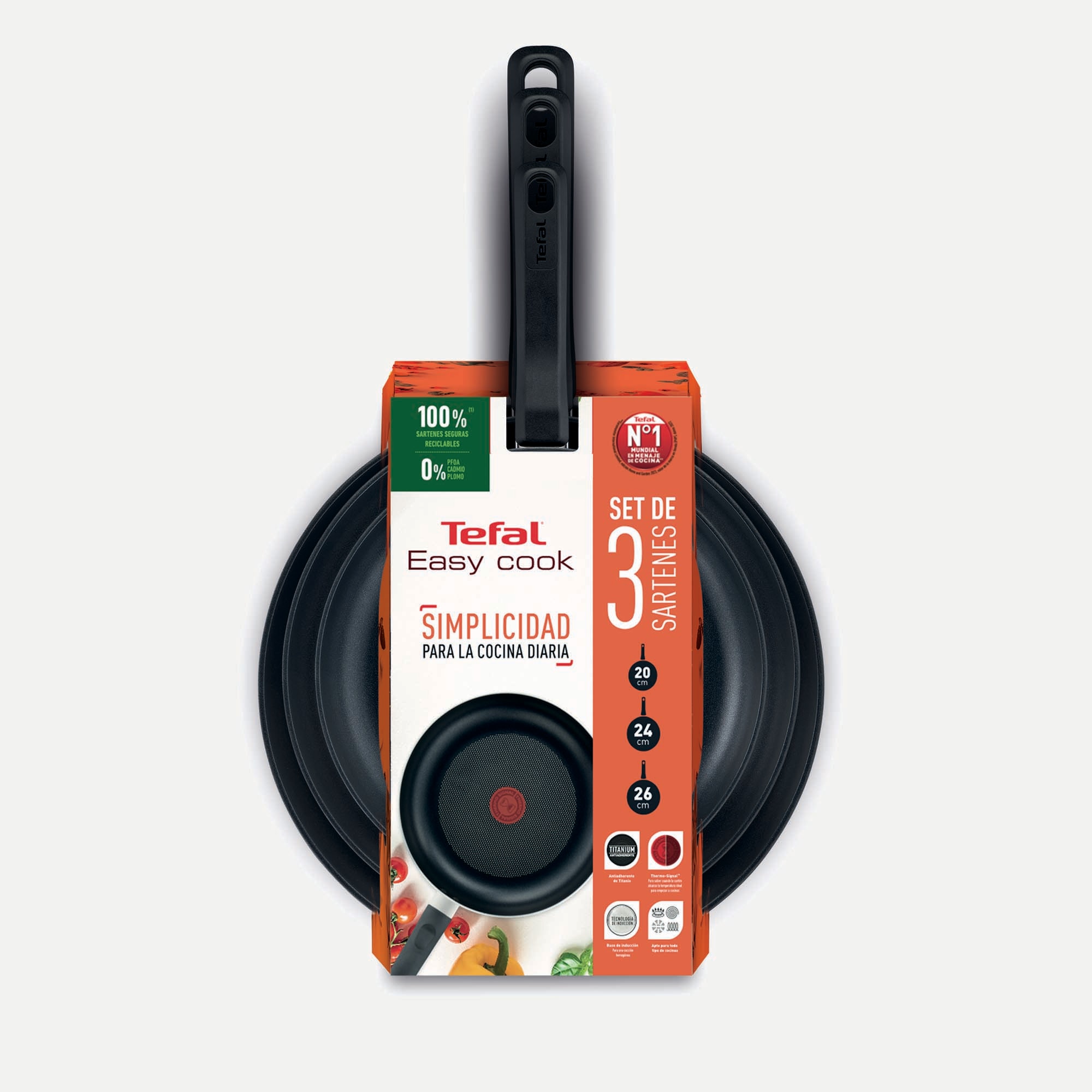 Set de 3 sartenes de aluminio Easy Cook Tefal Negro-6