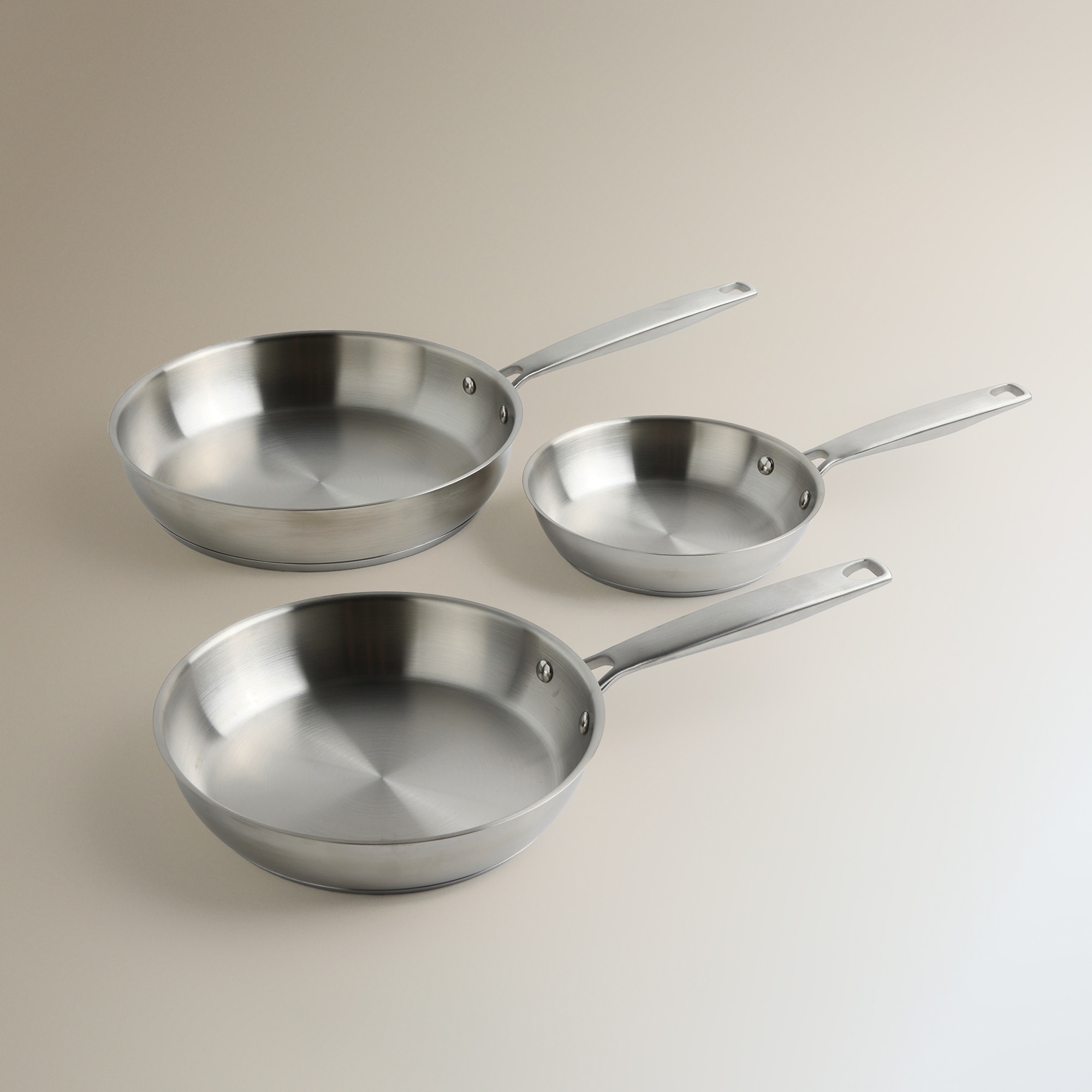 Imagem 0 de Conjunto de 3 Frigideiras de Aço Inoxidável sem Antiaderente Smart