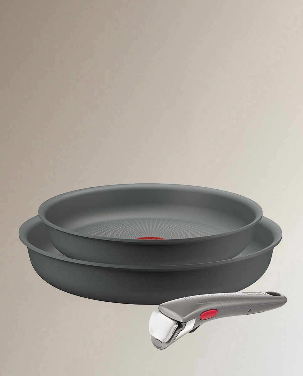 Imagen 0 de Ingenio Halo, Set de cocina de 3 piezas, Sartenes 22/26 cm, Mango extraíble, Revestimiento Antiadherente, Gris