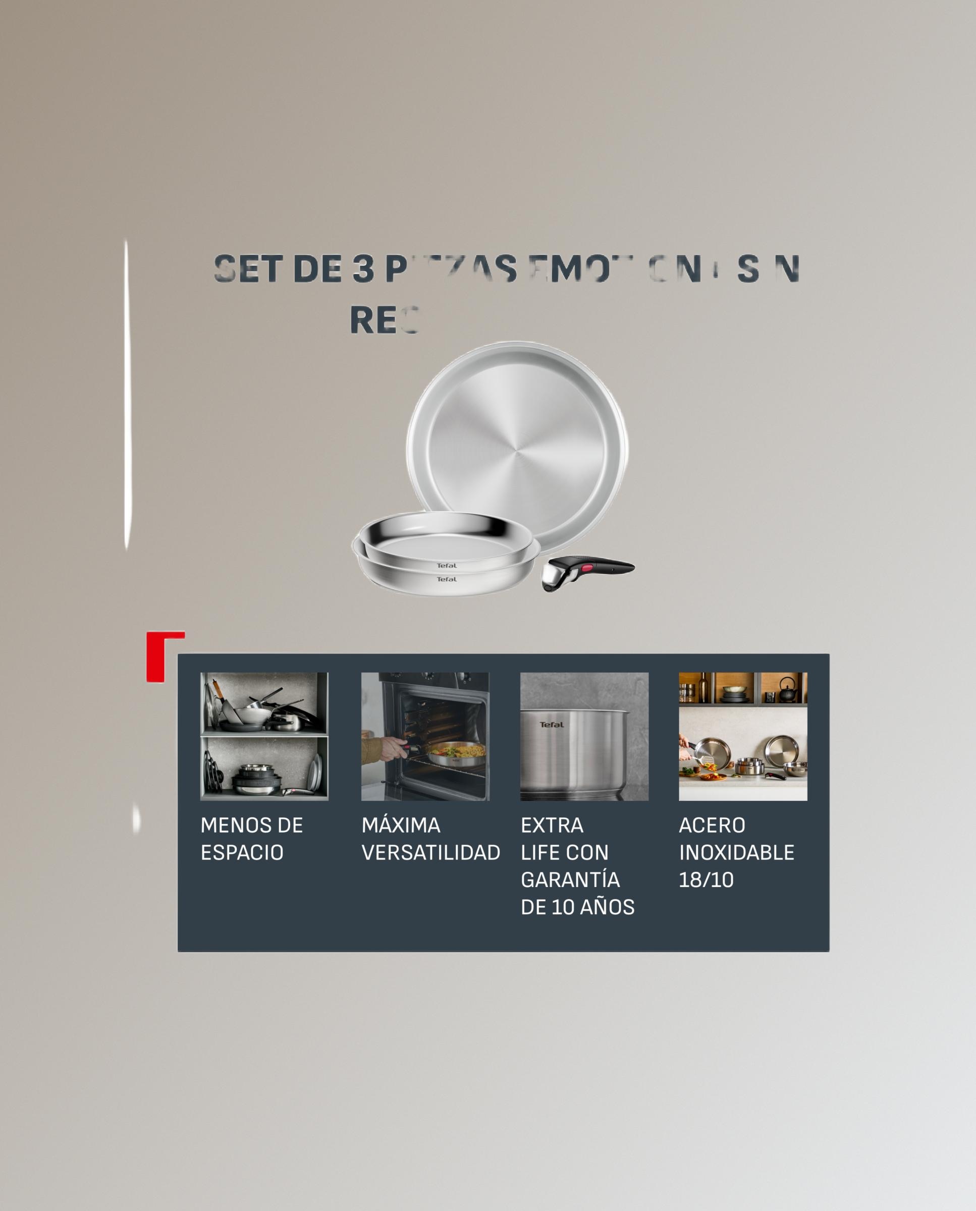 Set 3 Sartenes + mango Ingenio Expertise Tefal - Acero Acero-6