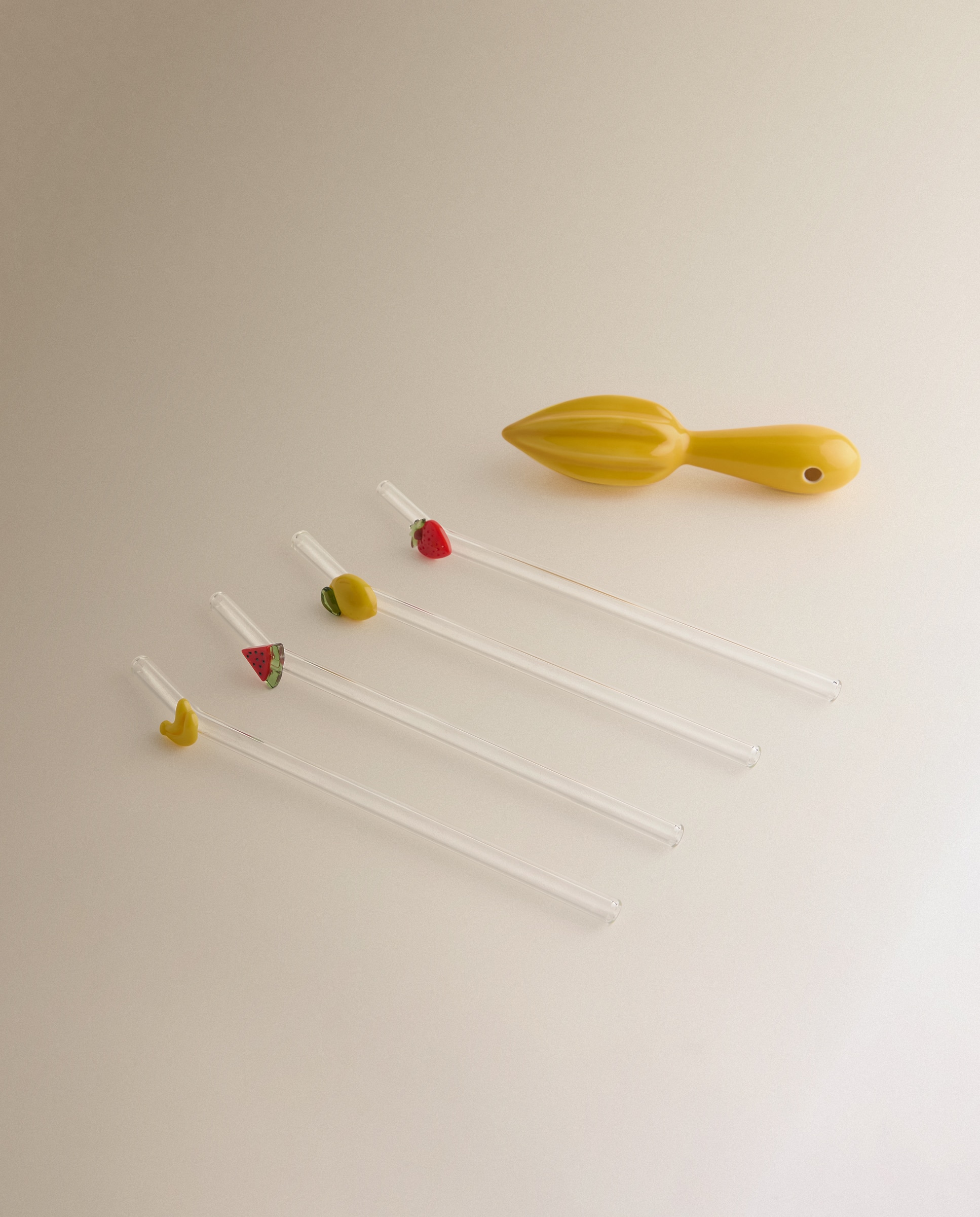 Conjunto de Espremedor com Palhinhas Sumos Amarelo-1