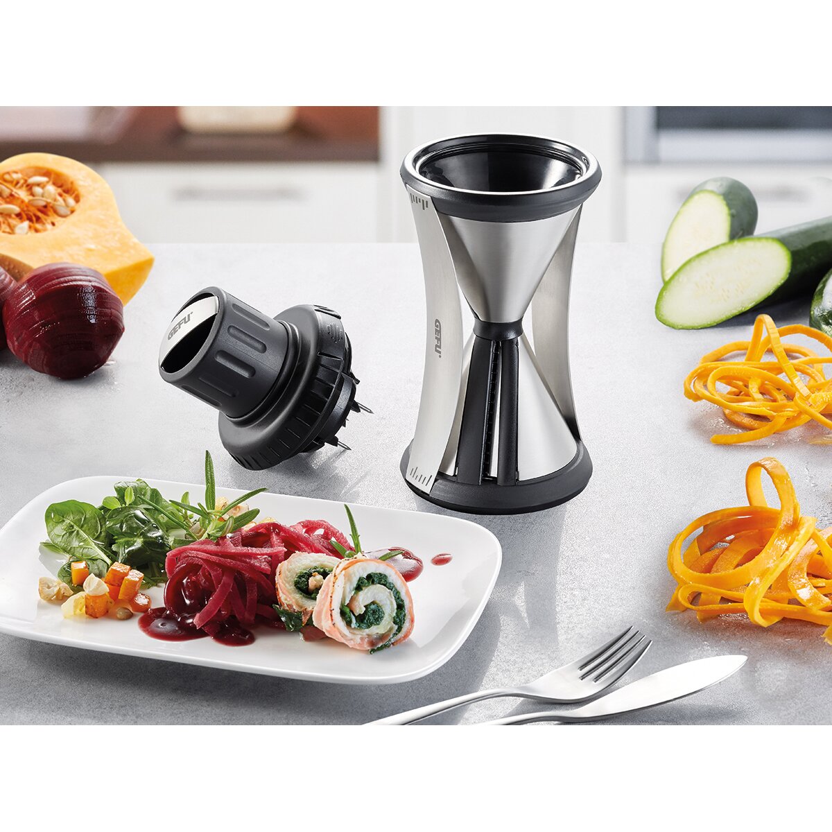 Ralador de verduras em espiral Spirelli XL Gefu Preto-4