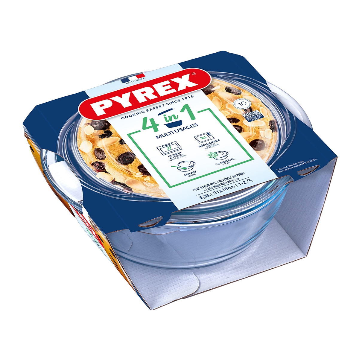 Cacerola de vidrio 2,3 + 0,7 L con tapa 4 en 1 Pyrex Cristal-3