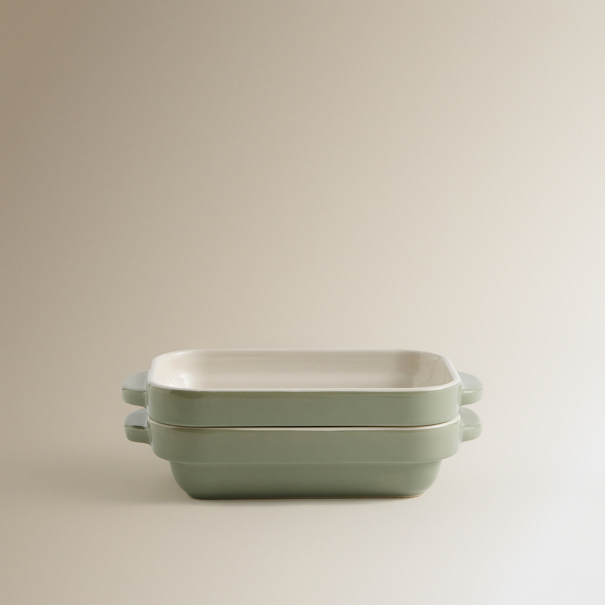 Set de 2 fuentes de horno de cerámica El Corte Inglés Verde menta-2
