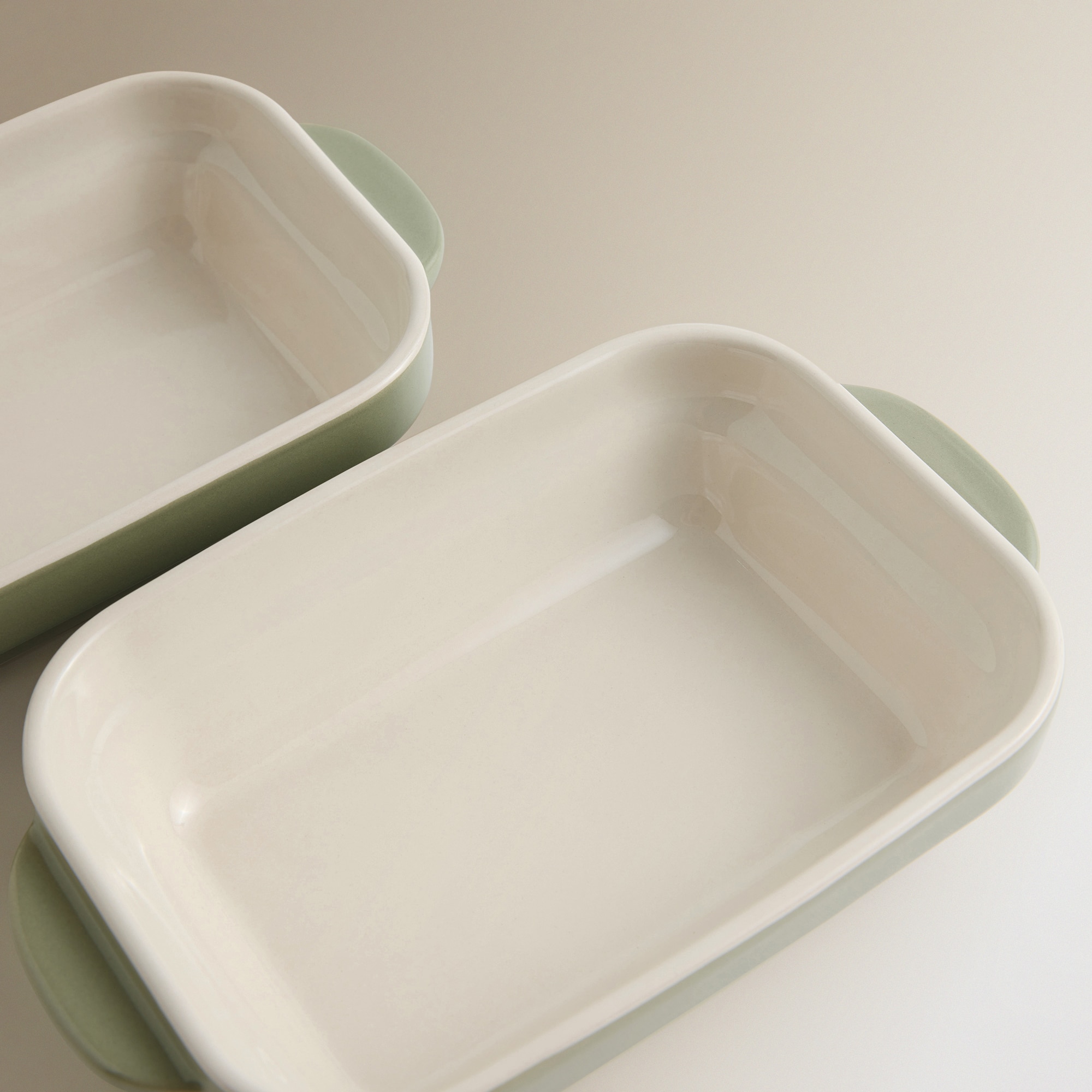 Set de 2 fuentes de horno de cerámica El Corte Inglés Verde menta-5