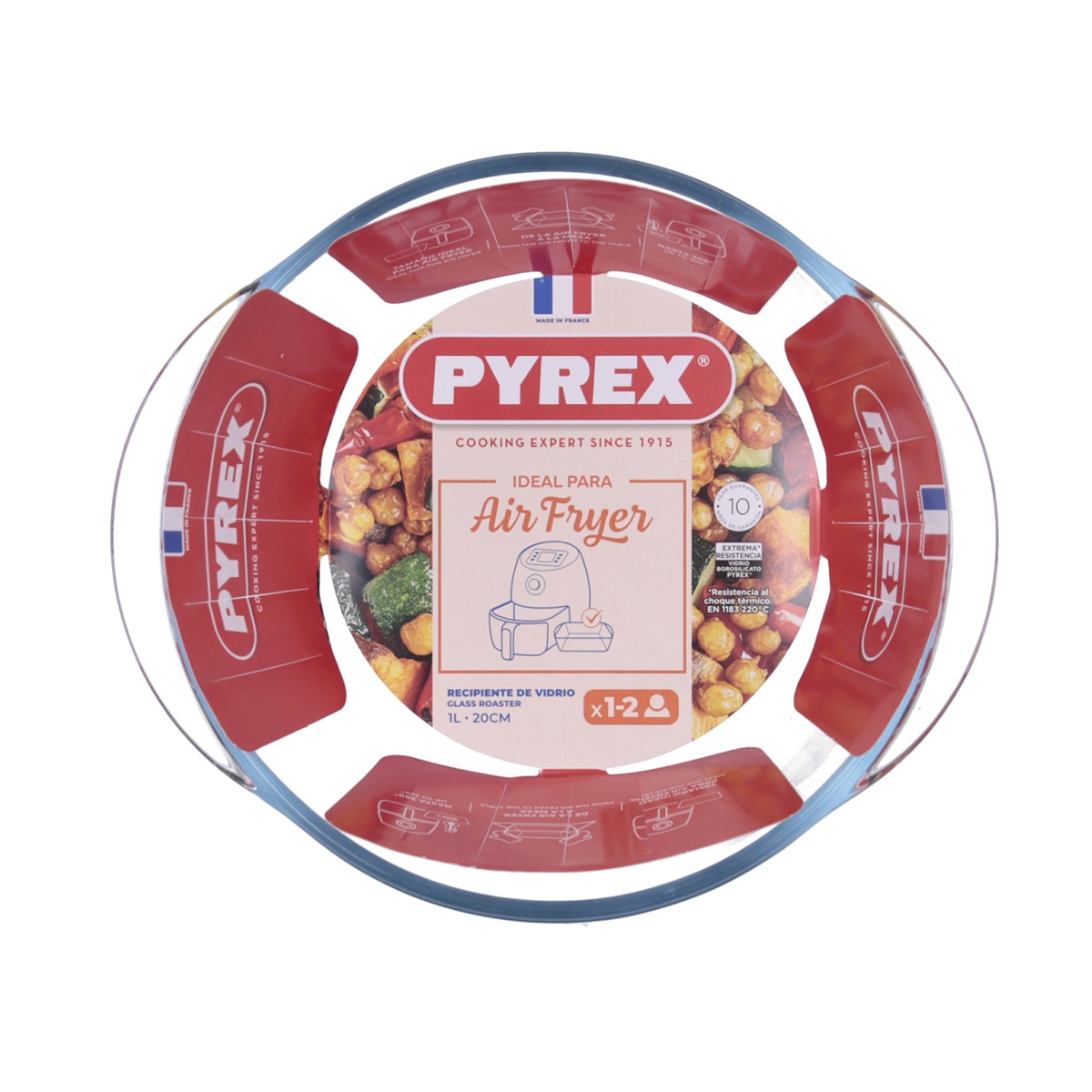 Fuente de vidrio redonda Air Fryer Pyrex Transparente-3