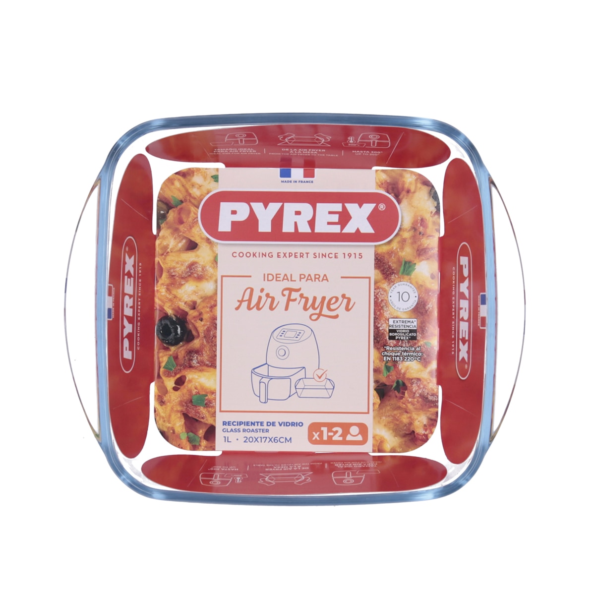 Fuente de vidrio cuadrada Air Fryer Pyrex Transparente-3