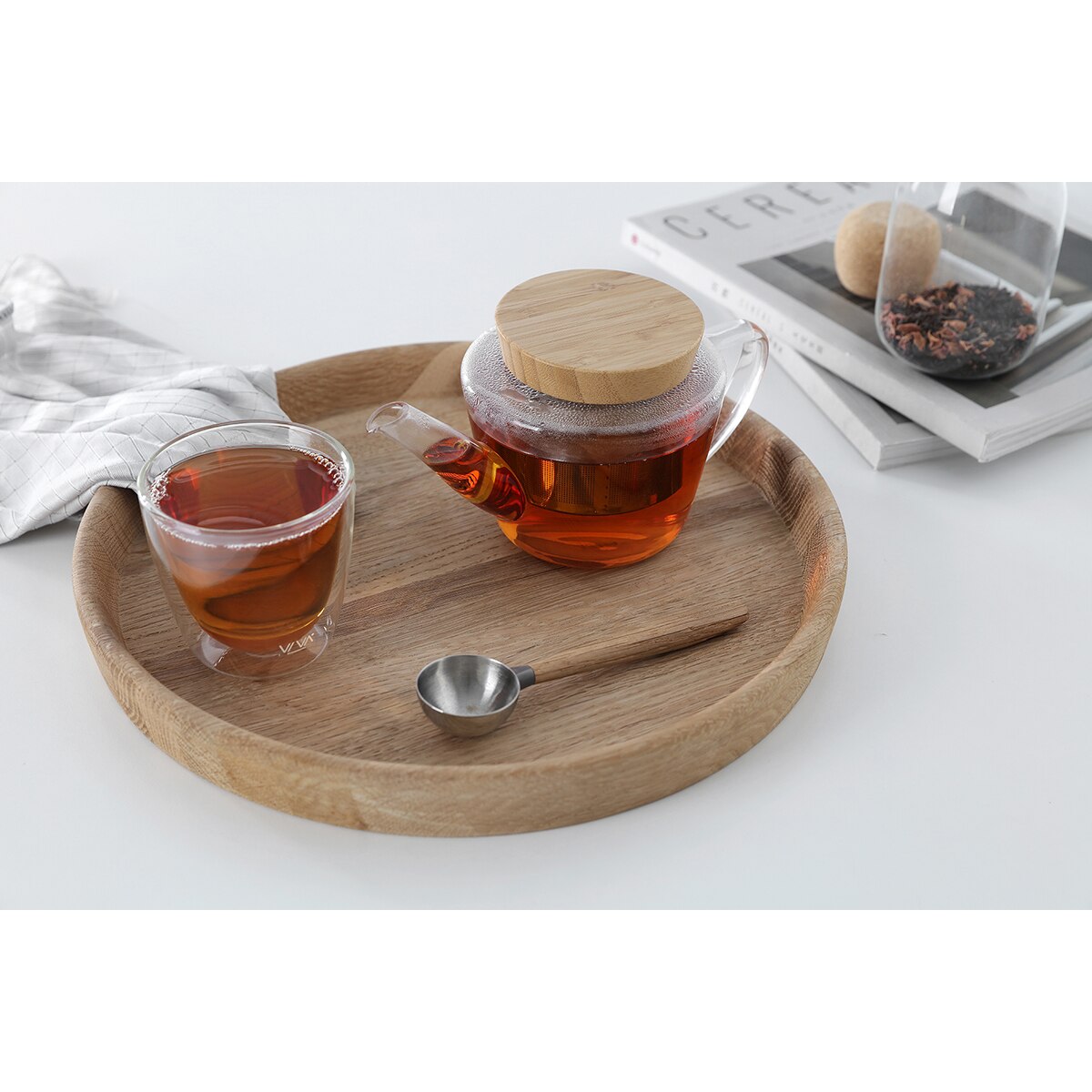 Chaleira de vidro com Infusor de Madeira Infusion Transparente-8