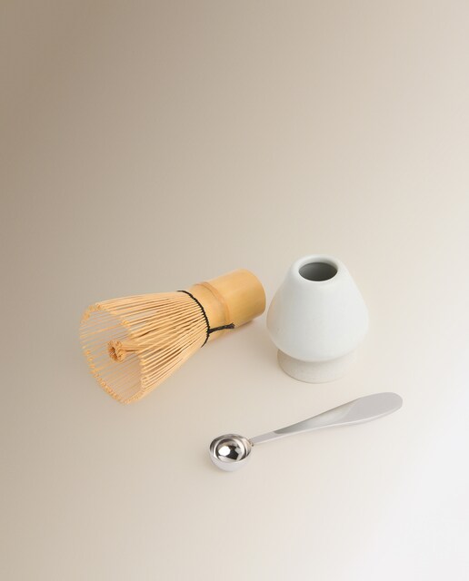 Set de té matcha con soporte de cerámica