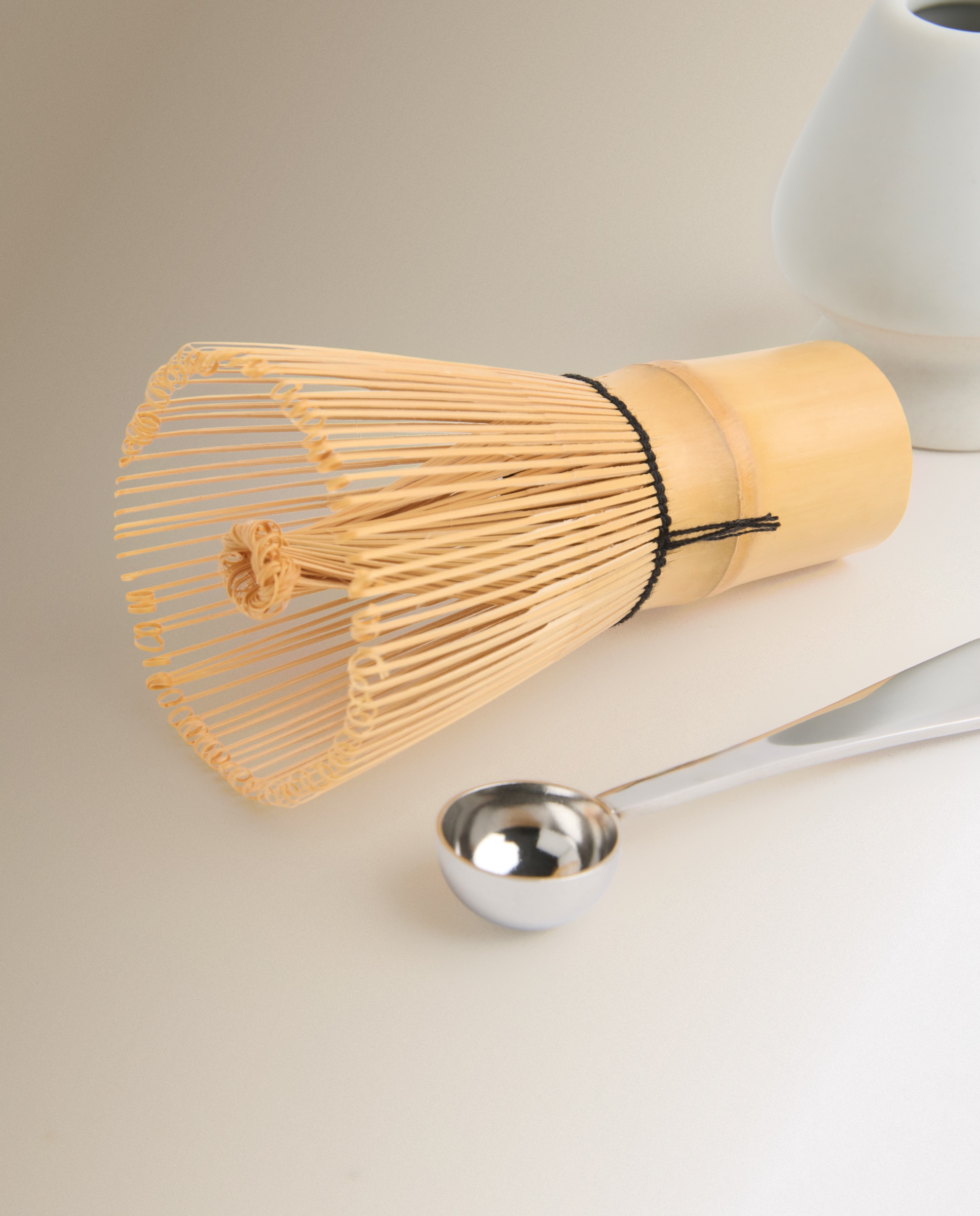 Conjunto de Chá Matcha com Suporte de Cerâmica Natural-2