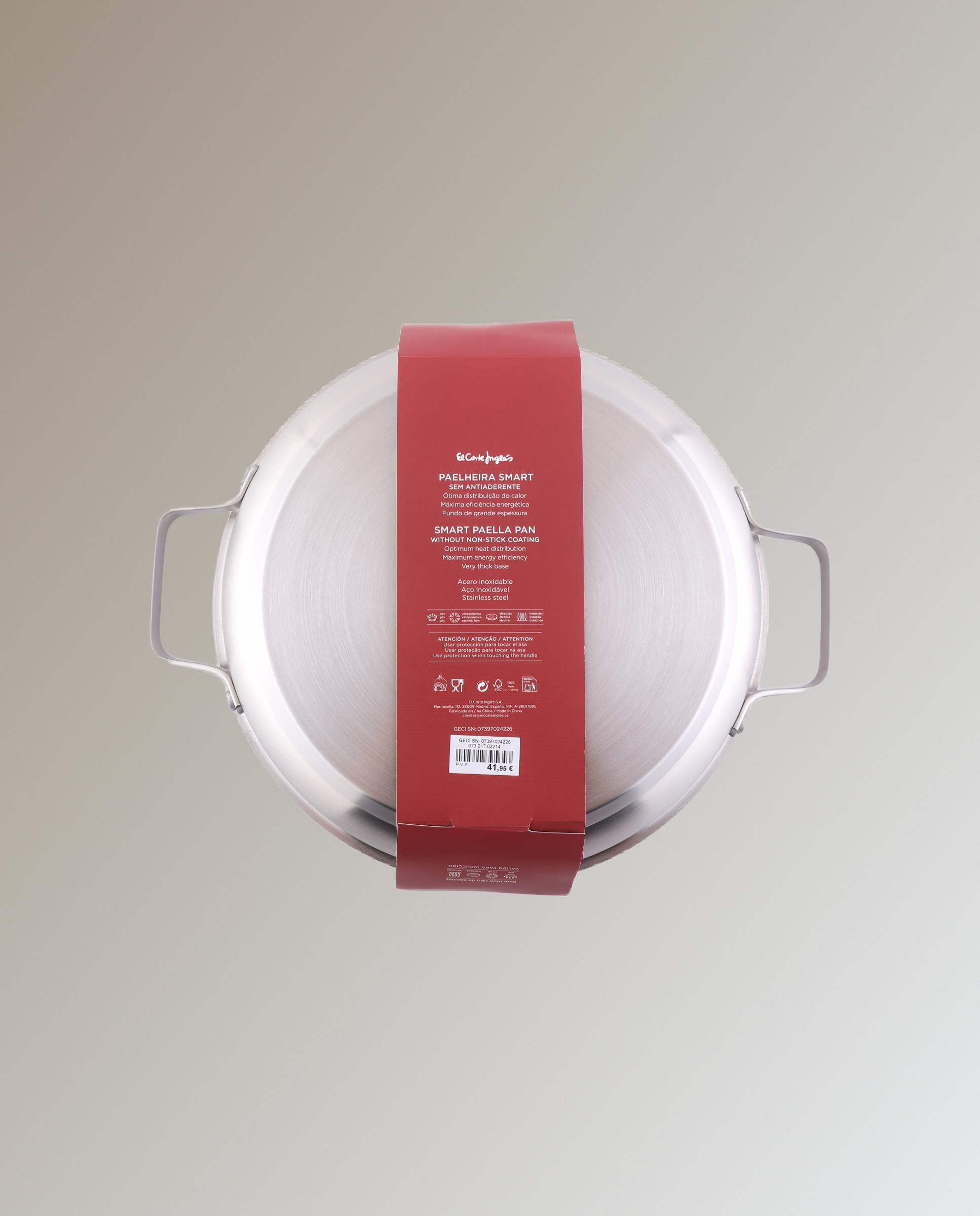 Paellera de acero inoxidable sin antiadherente Smart - Metálico 28 cm Metálico-2