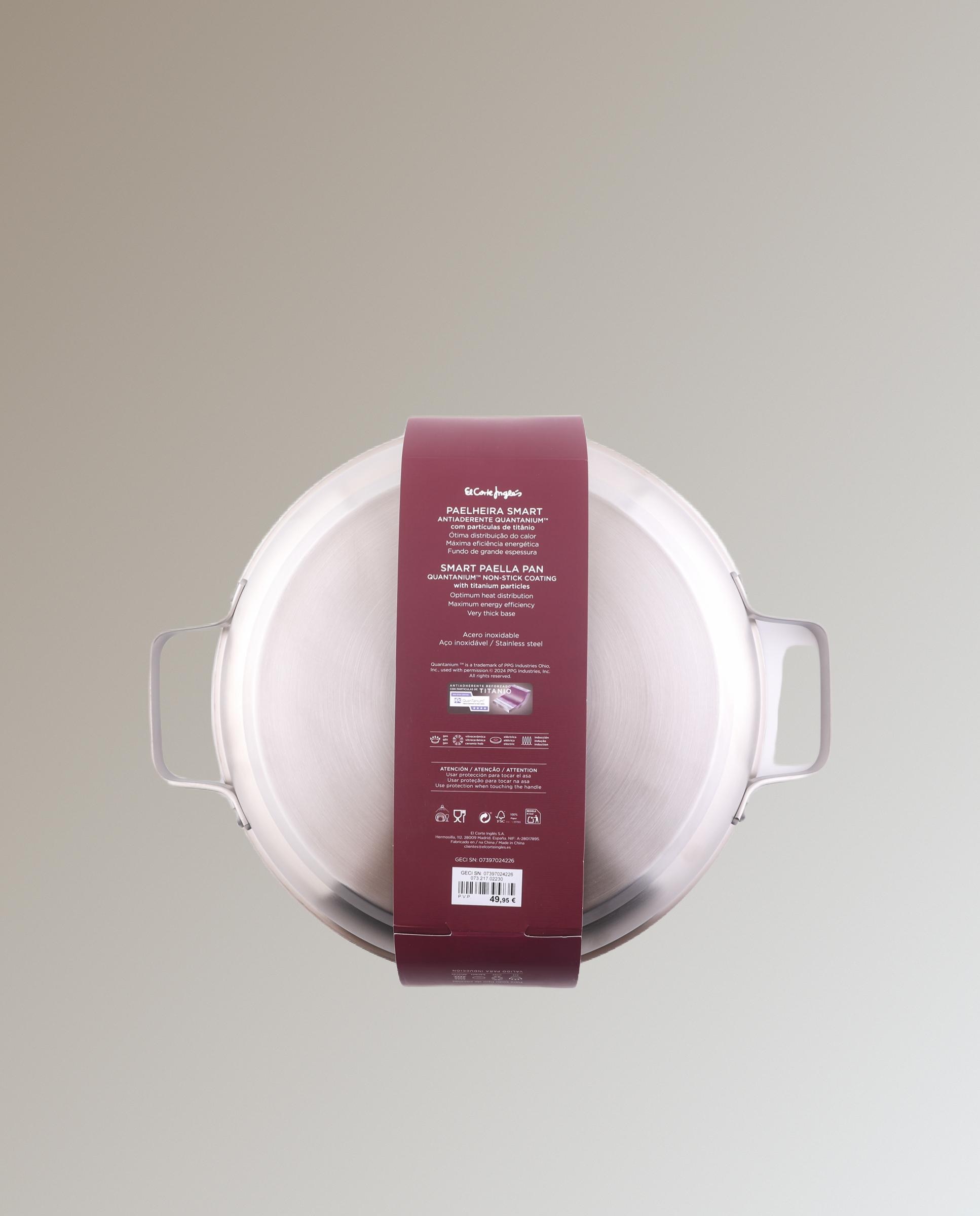 Paellera de acero inoxidable con antiadherente Smart - Metálico 28 cm Metálico-2