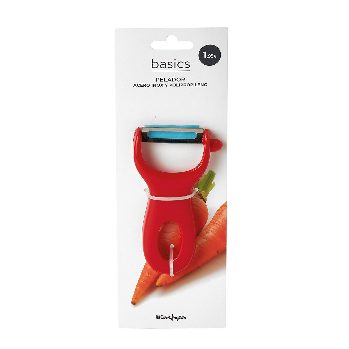 Pelador de verduras mango ergonómico Basics El Corte Inglés Rojo-2