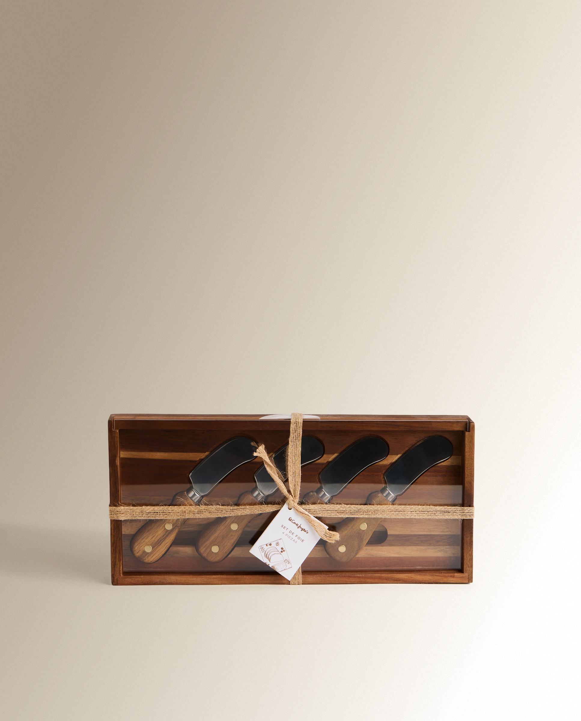 Set de 4 piezas para foie en caja de madera - Natural Natural-5