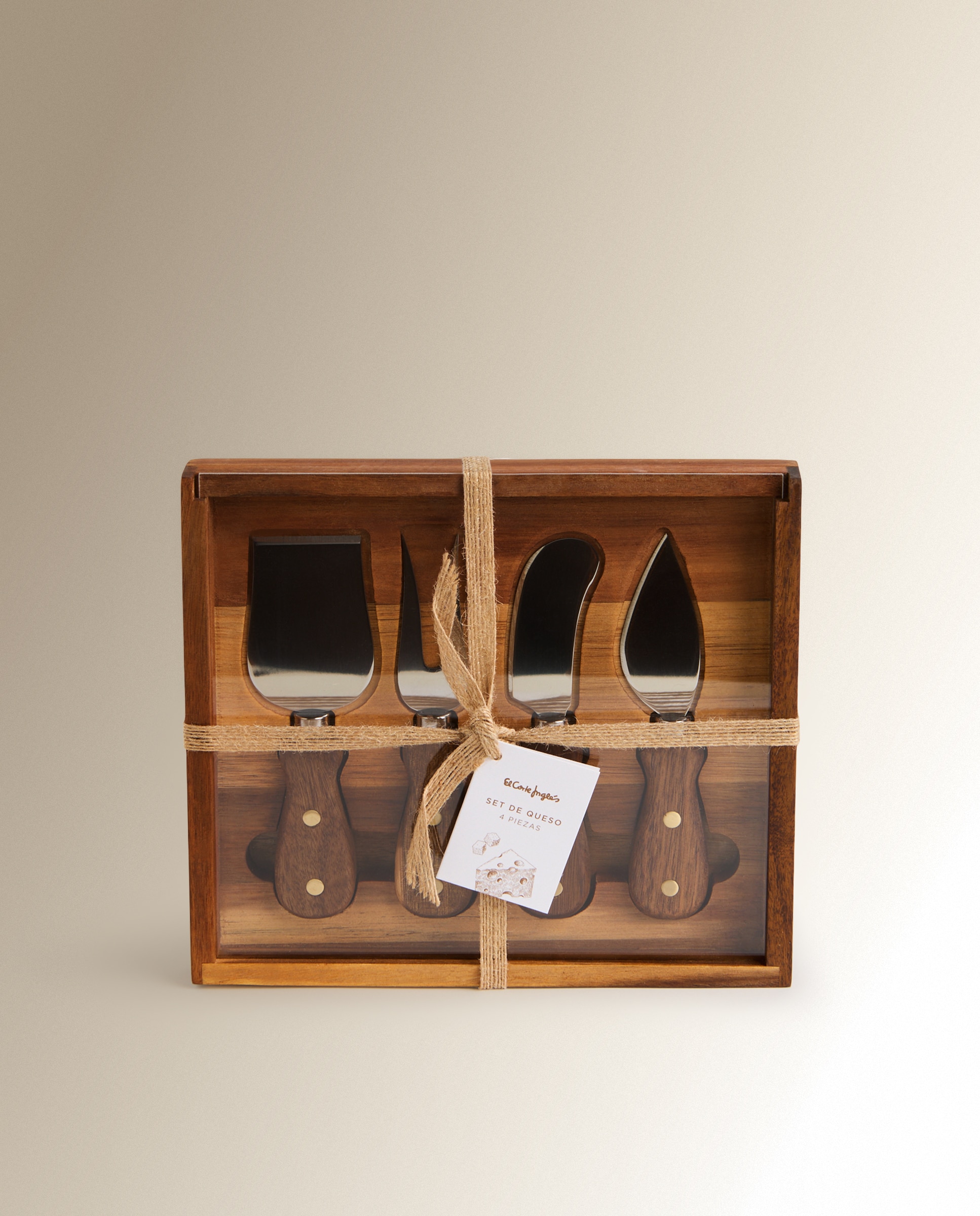 Set de 4 piezas para queso en caja de madera - Natural Natural-7